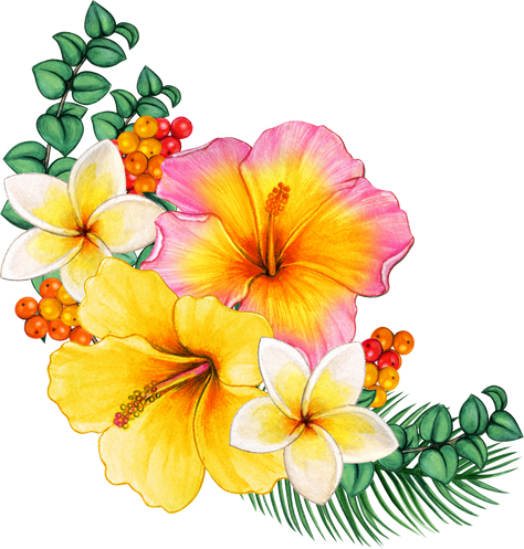 Watercolor tropical flower corner